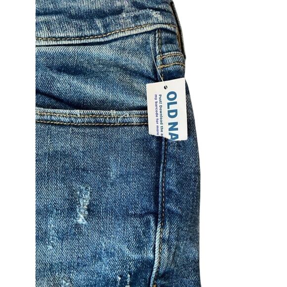 OLD Navy Women's 4 High-Rise O.G. Straight Secret-Smooth Pockets Ripped Cut Offs - Picture 3 of 8